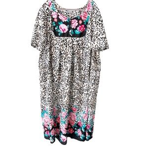 Only Necessities MuuMuu Women's 3X 30/32 Bib Front Lounger House Dress Animal